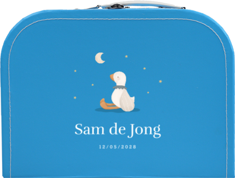 Blauw kraamcadeau koffertje met eend