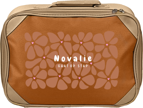 Logeerkoffertje met naam en bloemetjespatroon