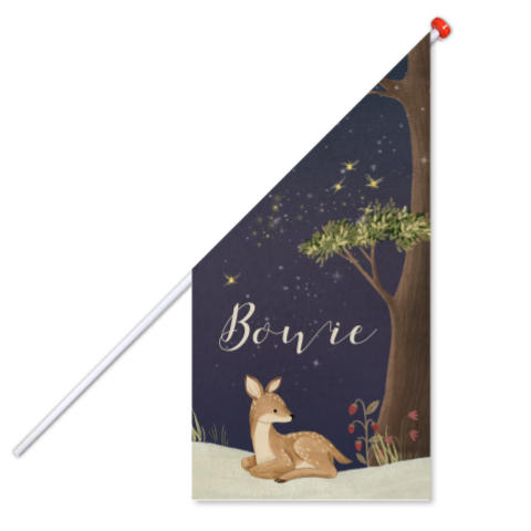 Geboortevlag jongen met hertje in magisch bos