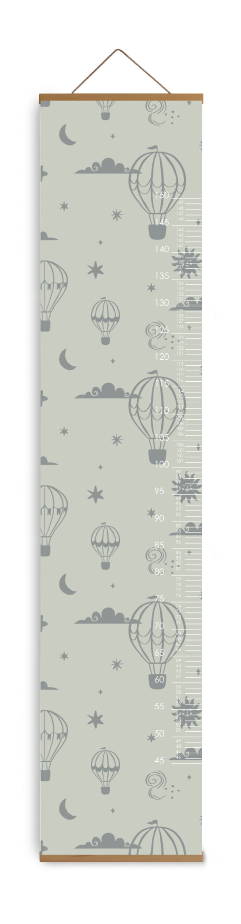 Groeimeter voor kinderkamer met luchtballonnen in groen