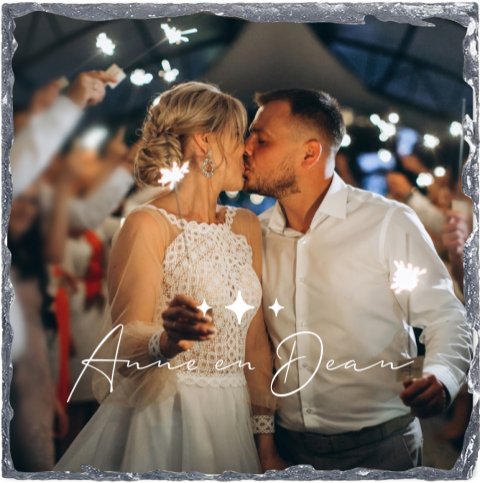 Leisteen tegeltje bruiloft met foto en sterretjes