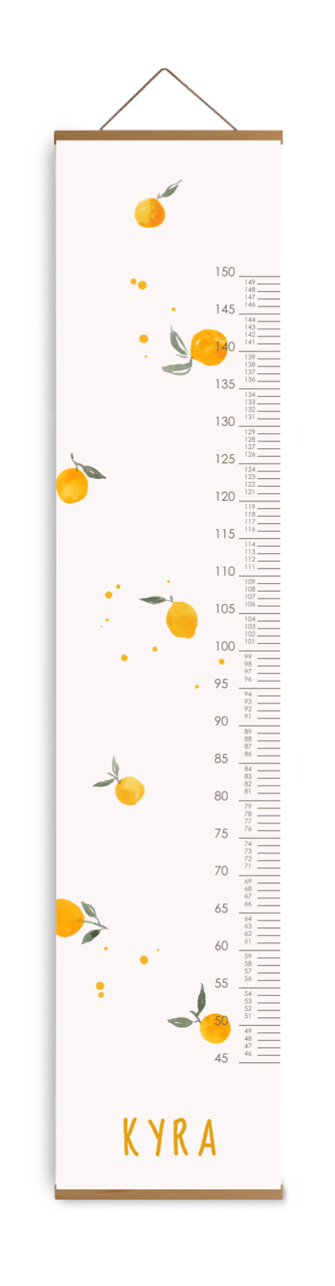 Groeimeter voor kinderkamer met sinaasappels