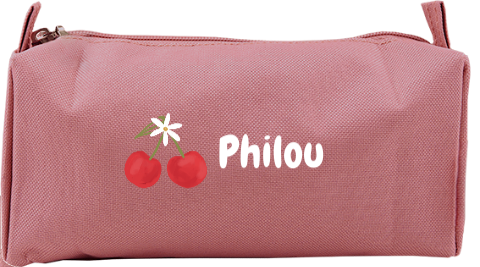 Etui met naam en kersen