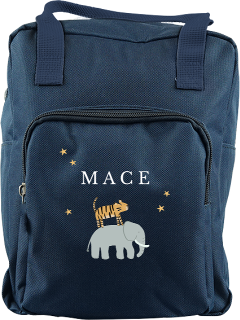 Rugzak Classic met naam, tijger en olifant