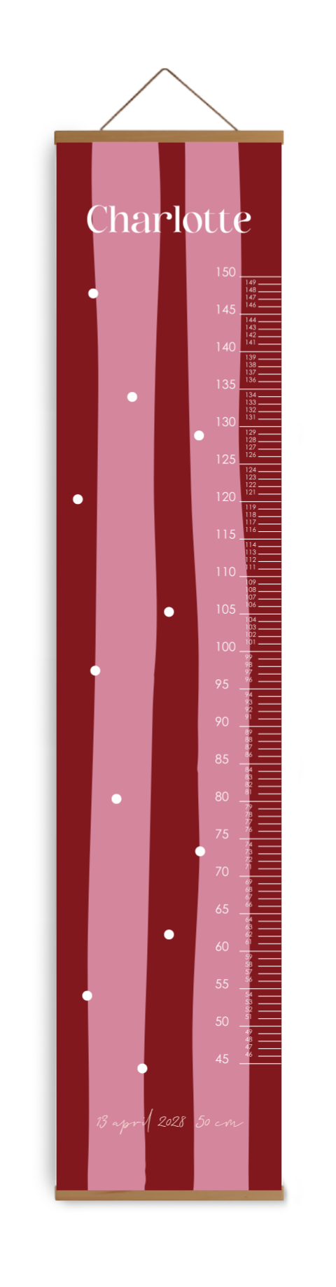 Groeimeter met strepen en hartjes