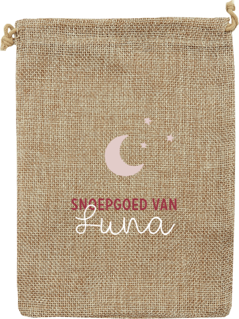 Sinterklaas jute pepernotenzakje met naam en maantje