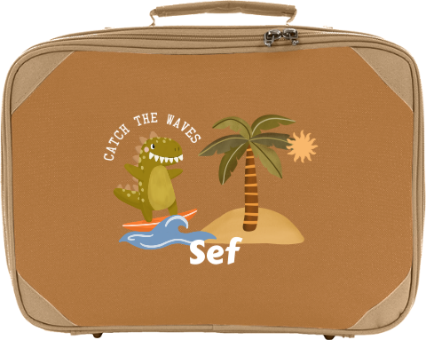 Koffertje met dino en strandthema