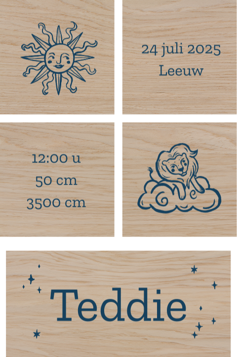 Kraamcadeau geboorteblokken met sterrenbeeld