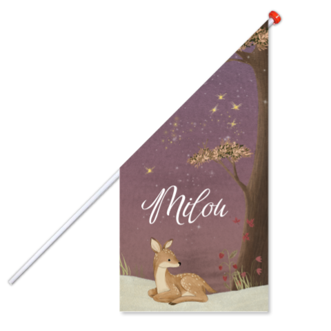 Geboortevlag met hertje in betoverend bos