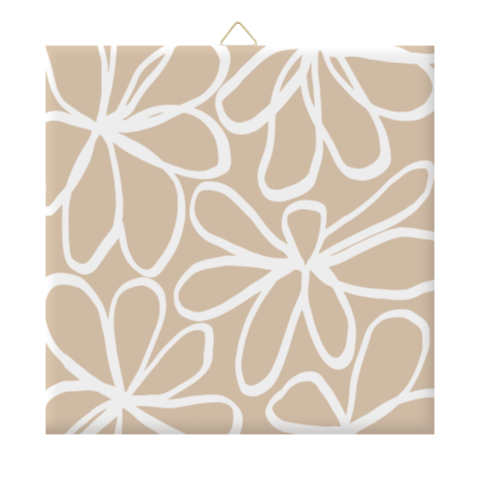 Beige tegeltje met bloemenprint