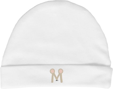 Babymutsje met letter muisje