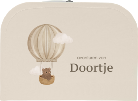 Speels kinderkoffertje met luchtballon en teddy