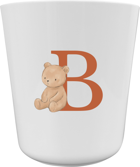 Kinderbeker met initiaal en beertje