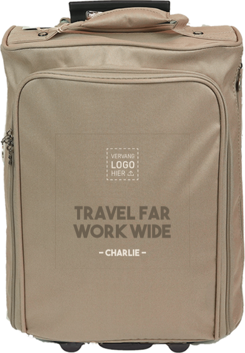 Reistrolley met travel far work wide quote als handig bedrijfs­cadeau