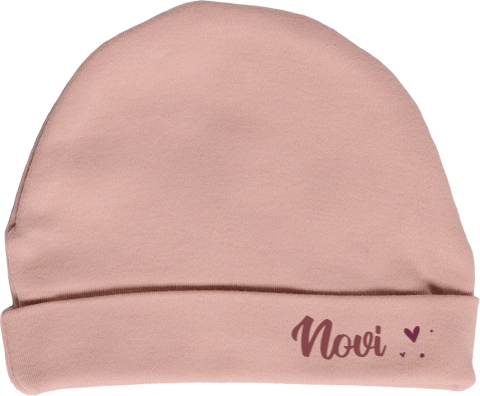 Babymutsje met naam en klein hartje