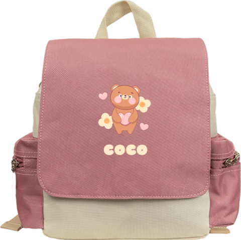 Rugzak Adventure met beertje, bloemen en hartjes