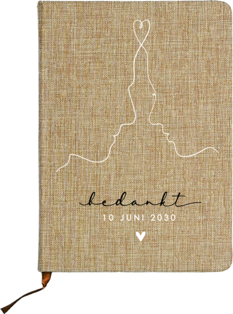 Linnen notitieboekje bruiloft bedankje