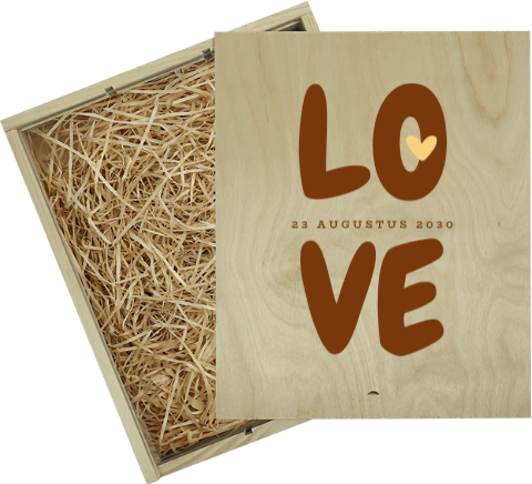 Wijnkist cadeau huwelijk groot LOVE