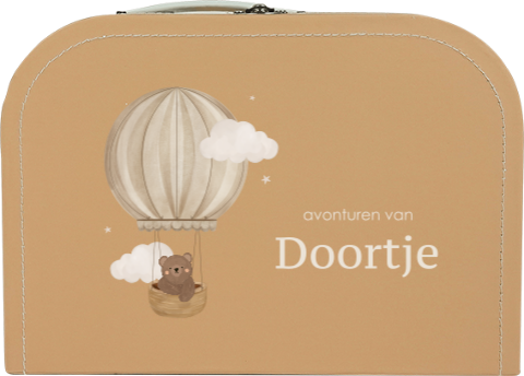 Speels kinderkoffertje met luchtballon en teddy