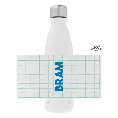 Thermosfles met naam in ruitjespatroon als uniek bedrijfs­cadeau