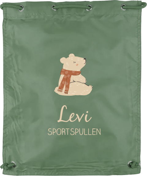 Gymtas met naam en beertje met sjaal