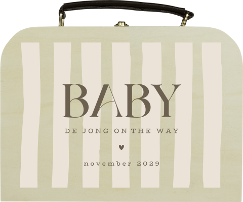 Koffertje zwangerschapsaankondiging met hartje