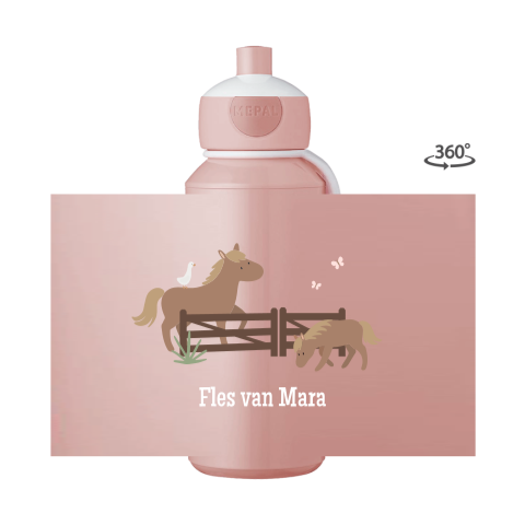 Mepal pop-up drinkfles met naam en paarden