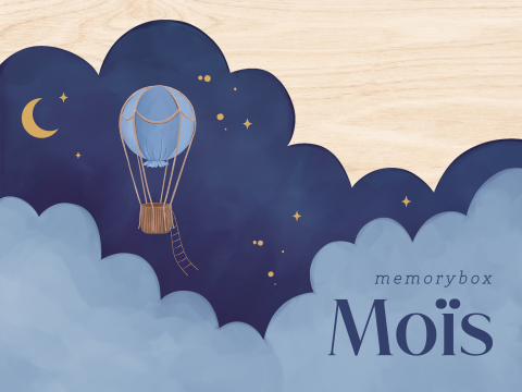 Memorybox met luchtballon en sterrenhemel