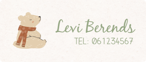 Naamsticker groot met beertje - 20 per vel
