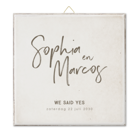 Tegeltje bruiloft vintage met stijlvolle typografie