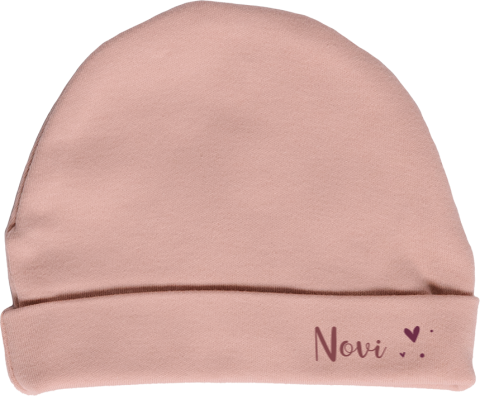 Babymutsje met naam en klein hartje