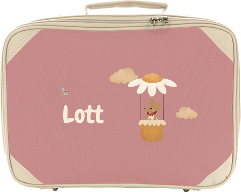 Koffertje met naam en muisje in luchtballon