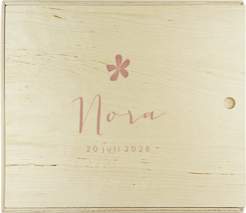 Presentatiedoos met bloem en naam