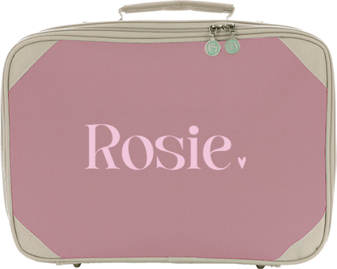 Koffertje met naam colorblocking en klein hartje