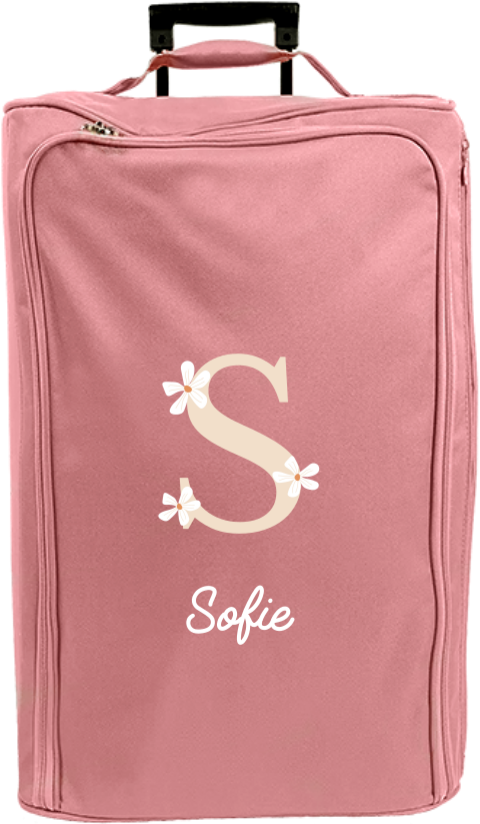 Reistrolley XL met initiaal en bloemen