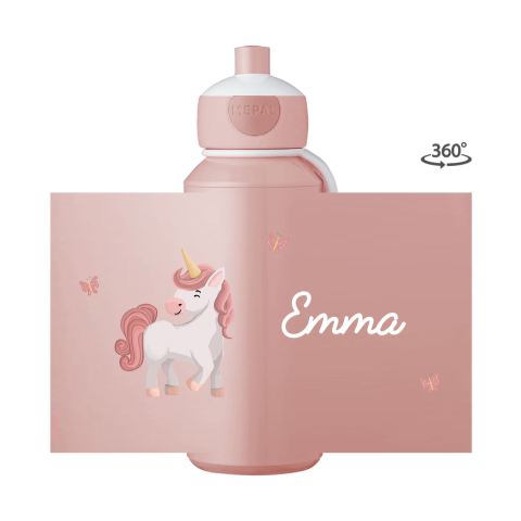 Mepal pop-up drinkfles met naam en unicorn