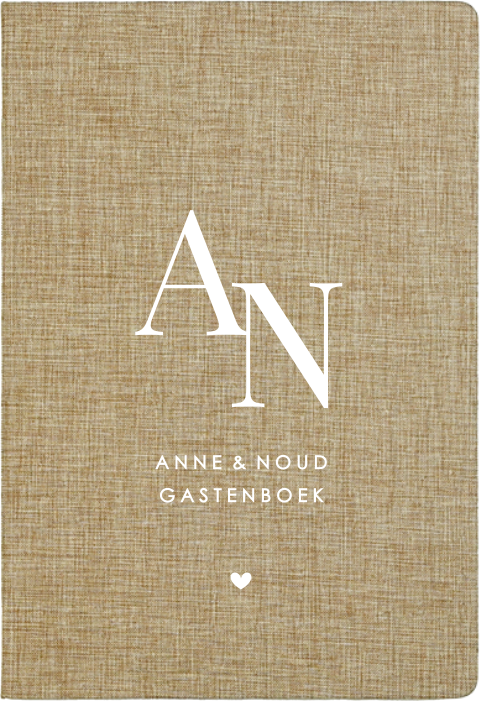 Linnen gastenboek met initialen