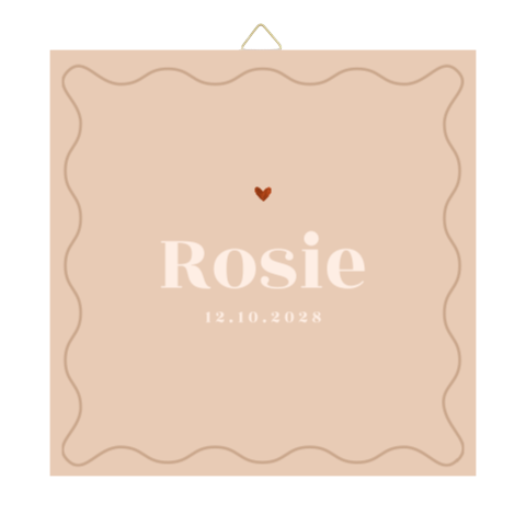 Tegeltje in beigetinten met golvende randen en hartje