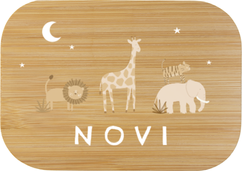 RVS broodtrommel met jungle dieren en sterren