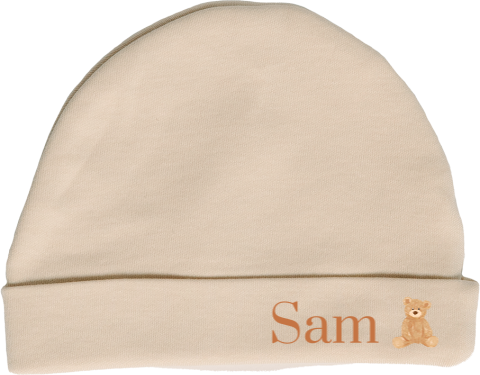 Babymutsje met naam en teddybeer