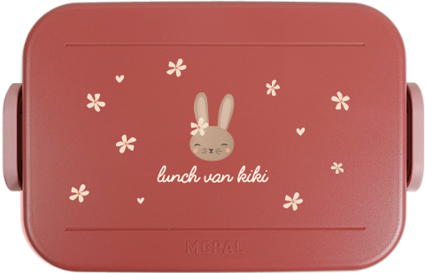 Mepal broodtrommel To Go met naam, konijn en bloemetjes