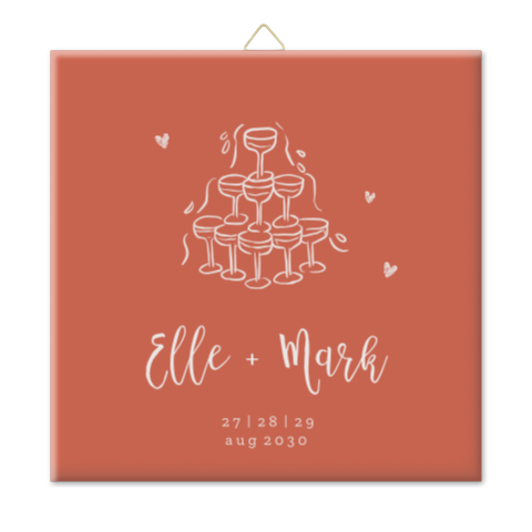 Tegeltje bruiloft in Italiaanse stijl met illustraties