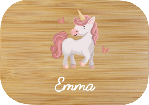 RVS broodtrommel met naam en unicorn