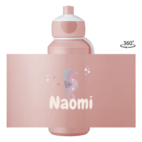 Drinkfles met naam zeepaardje