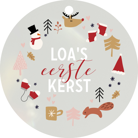 Acryl kersthanger 'Eerste kerst' met krans