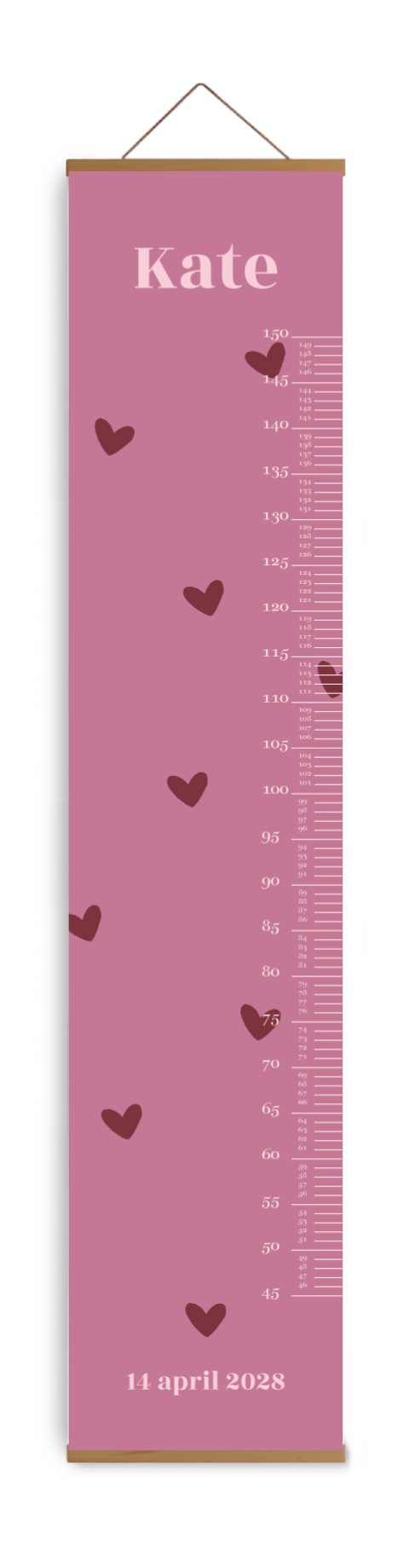 Groeimeter kinderkamer met hartjes en naam