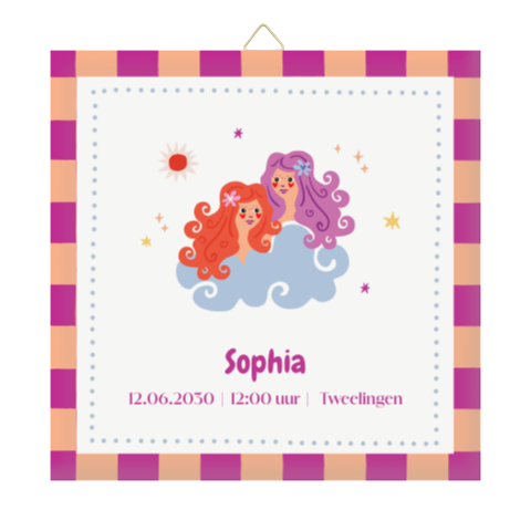 Geboortetegeltje met sterrenbeeld tweelingen