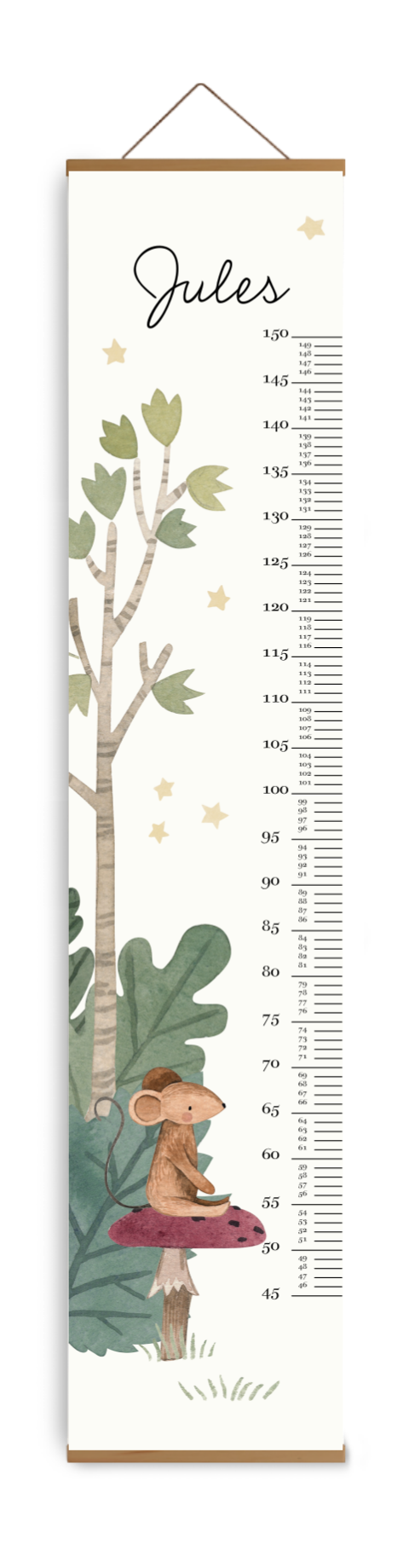 Groeimeter kinderkamer met muisje op paddenstoel
