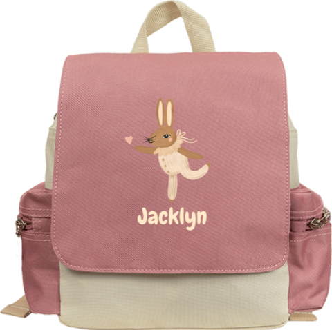 Rugzak Adventure met naam en dansend konijn