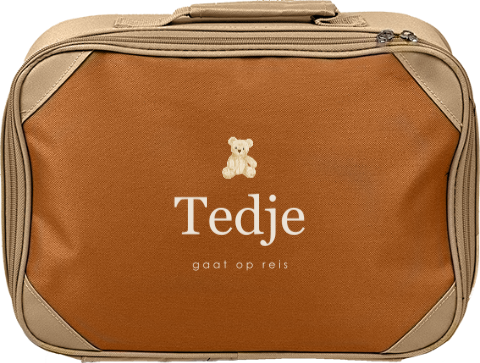Logeerkoffertje met naam en teddybeertje
